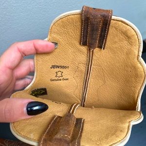 JB Dillan from Texas . Brown and cream . Says size 7B but fits more like a 6